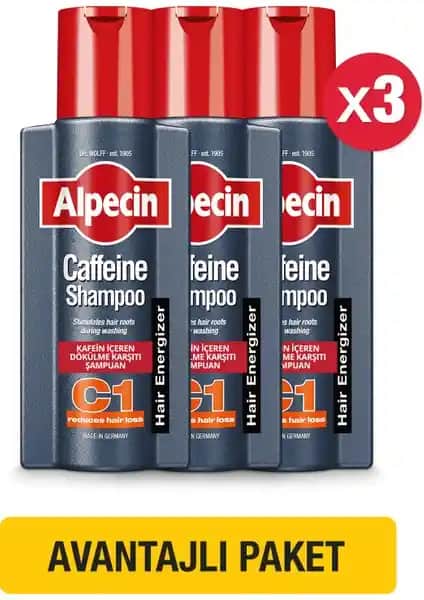 Alpecin Coffein Kafein 3x Şampuan C1 Erkekler İçin Dökülmeye Karşı Güçlü Bir Çözüm