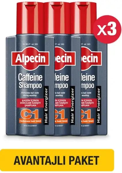 Alpecin Coffein Kafein 3x Şampuan C1 Erkekler İçin Dökülmeye Karşı Güçlü Bir Çözüm