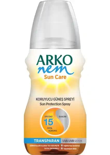 Arko Nem Transparan Güneş Koruyucu Sprey 15 Faktör 150ml Yaz Ayları İçin Güvenilir Koruma