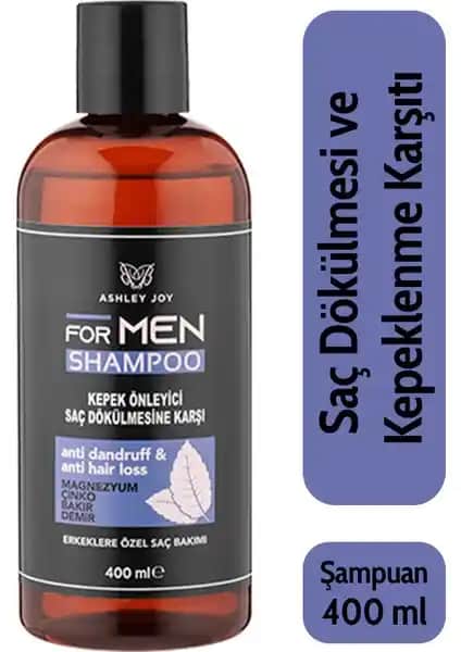 Ashley Joy Magnezyum Çinko Mentollü Erkek Şampuanı Saç Sağlığını Destekleyen Doğal Formül