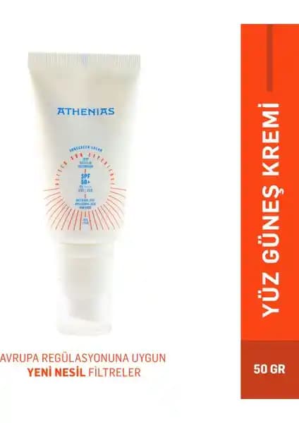 ATHENIAS Güneş Koruyucu ve Leke Karşıtı SPF50+ Yüz Kremi: Yüksek Koruma ve Doğal Bakım Özellikleri