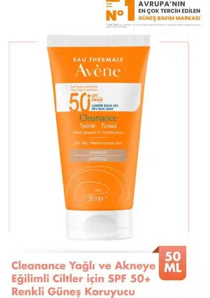 Avene Cleanance Tinted Güneş Koruyucu SPF 50: Yağlı ve Akneye Eğilimli Ciltler İçin Koruma