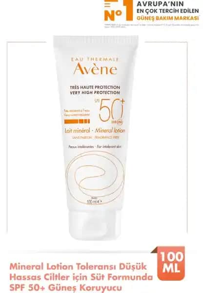 Avene Lait Mineral Lotion SPF 50+ Hassas Ciltler İçin Yüksek Koruma Güneş Kremi