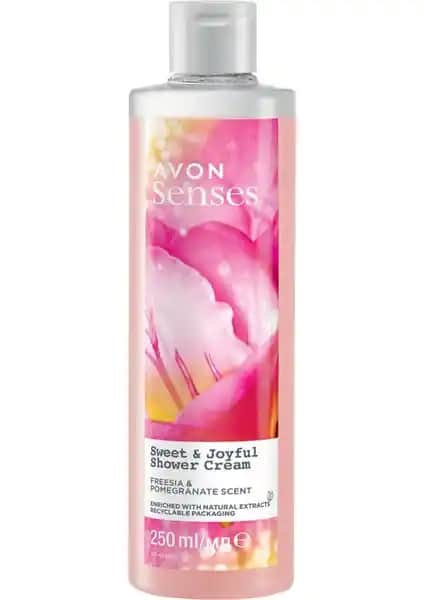 Avon Senses Sweat & Joyful Frezya ve Nar Kokulu Krem Duş Jeli: Ferahlatıcı ve Enerjik Temizlik Deneyimi