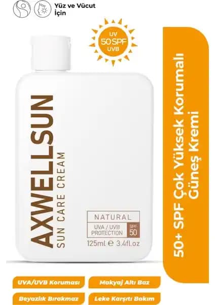 Axwell Sun Care Krem SPF 50+ Leke Karşıtı Güneş Koruyucu Cilt Bakımı 125ML