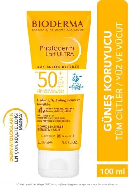 Bioderma Photoderm Lait Ultra SPF50+ Güneş Koruyucu Tüm Cilt Tipleri İçin Güçlü ve Hassasiyet Düşük Koruma