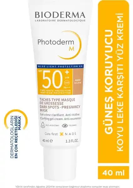 Bioderma Photoderm M Golden SPF50+ Renkli Yüz Güneş Kremi Koyu Lekelere ve Mavi Işığa Karşı Koruma