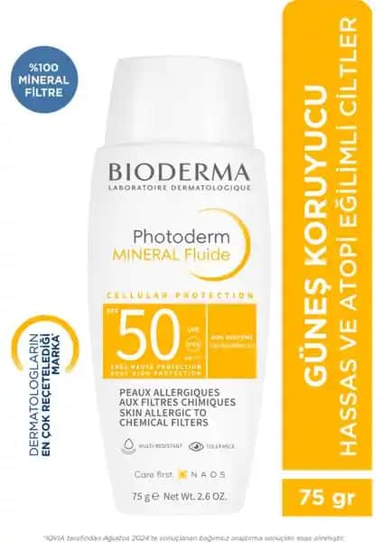 Bioderma Photoderm Mineral Fluid SPF50+ Hassas Ciltler İçin Güçlü Güneş Koruma Çözümü