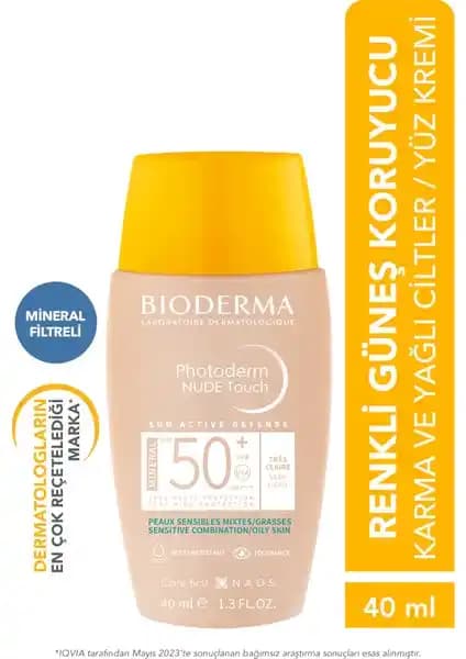 Bioderma Photoderm Nude Touch SPF50+ Güneş Koruyucu Kremi Hafif ve Kadifemsi Yapısıyla Koruma Sağlar