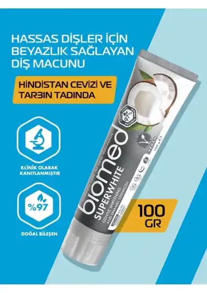 Biomed Superwhite Doğal İçerikli Beyazlatıcı ve Hassas Dişlere Uygun Diş Macunu
