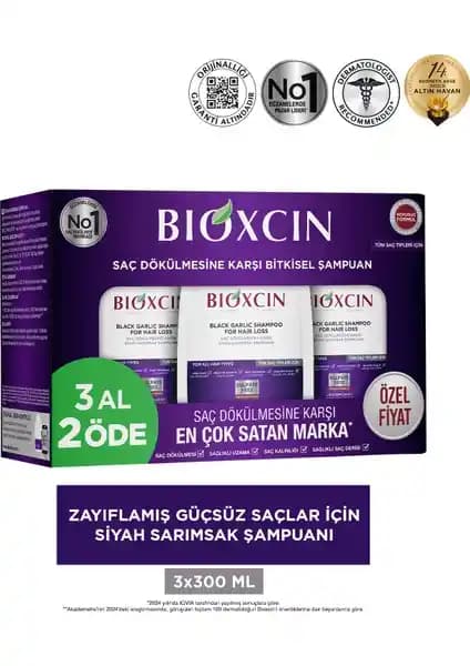 Bioxcin Siyah Sarımsak Şampuanı Saç Dökülmesine Karşı Güçlü ve Doğal Çözüm