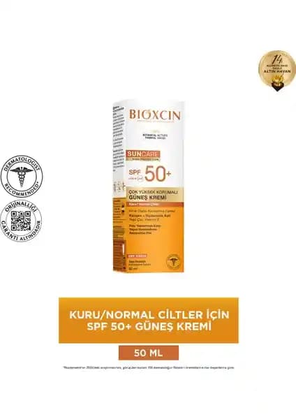Bioxcin SPF 50+ Güneş Kremi: Kuru ve Normal Ciltler İçin Yüksek Koruma ve Nemlendirme