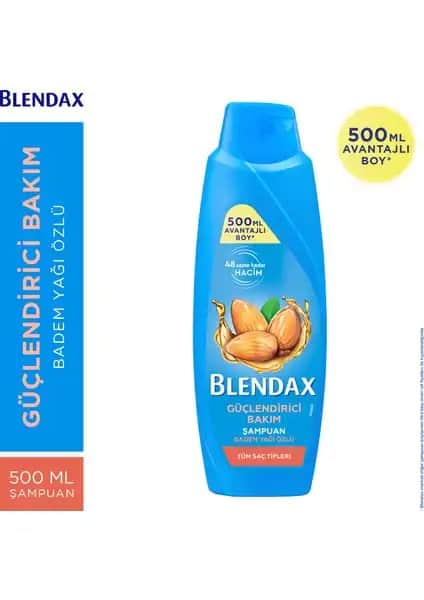Blendax Badem Yağı Özlü Güçlendirici Şampuan Saç Sağlığı ve Parlaklık İçin Doğal İçeriklerle Formüle Edilmiştir