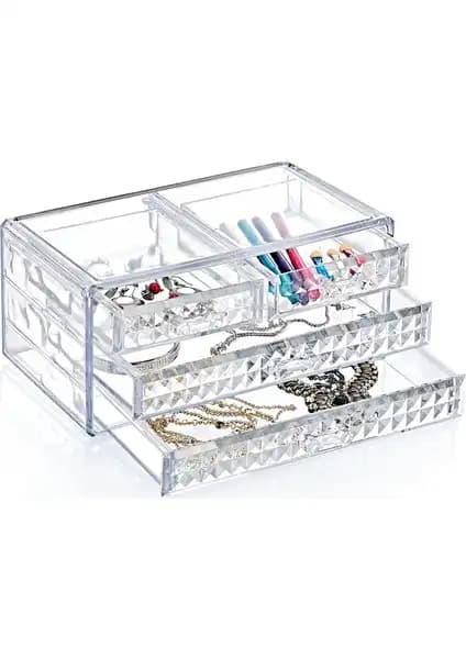 Box Up Diamond 4 Gözlü Çekmece Organizer ile Kozmetik Düzeninizi Geliştirin