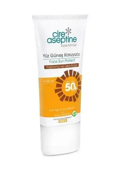 Cire Aseptine Yüz Güneş Koruyucu 50 SPF Güçlü UVA ve UVB Filtreleri ile Koruma Sağlar