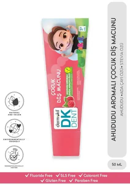 Dermokil DK Dent Pırıl Ahududu Aromalı Çocuk Diş Macunu Güvenli ve Doğal Temizlik Sağlar