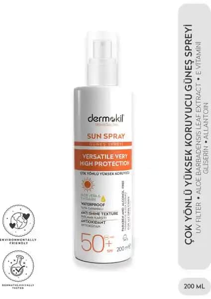 Dermokil Sun Sprey Güneş Koruyucu SPF 50 ile Geniş Spektrumlu UV Koruma