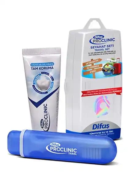Difaş Pro Clinic Seyahat İçin Tasarlanmış Diş Fırçası ve Tam Koruma Diş Macunu Seti
