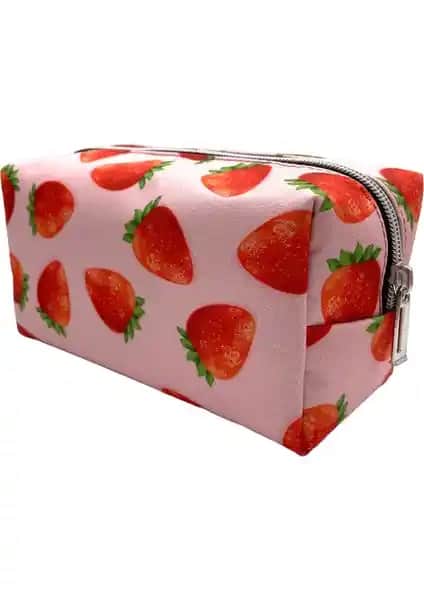 Differ Studio Çilek Desenli Su Geçirmez Geniş İç Hacimli Çok Fonksiyonlu Çanta