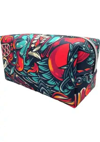 Differ Studio Mavi Desenli Su Geçirmez Çok Amaçlı Çanta ve Maske Tasarımı