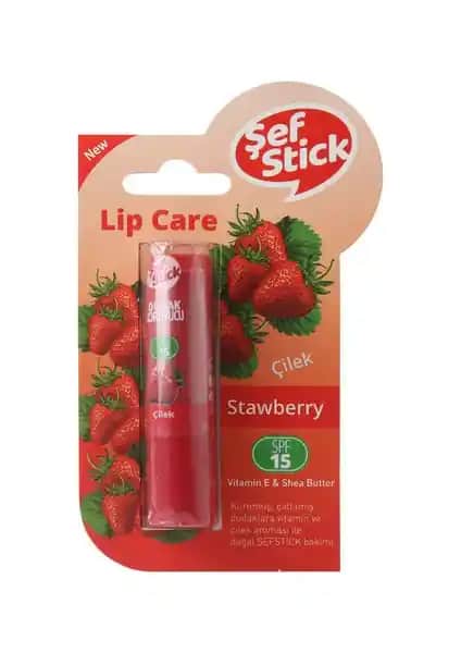Doğal İçeriklerle Güçlendirilmiş Dudak Bakım Ürünü Şef Stick Lip Care Çilek