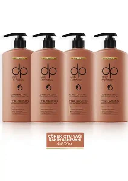 Dp Daily Perfection Şampuan Çörek Otu 800 ml X 4 Adet Saç Sağlığını Destekleyen Doğal Formül