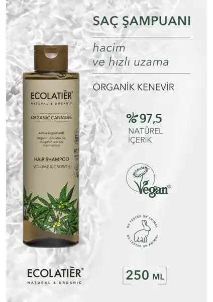 ECOLATIER Organik Kenevir İçerikli Saç Şampuanı Saç Güçlendirme ve Hacim Artırıcı