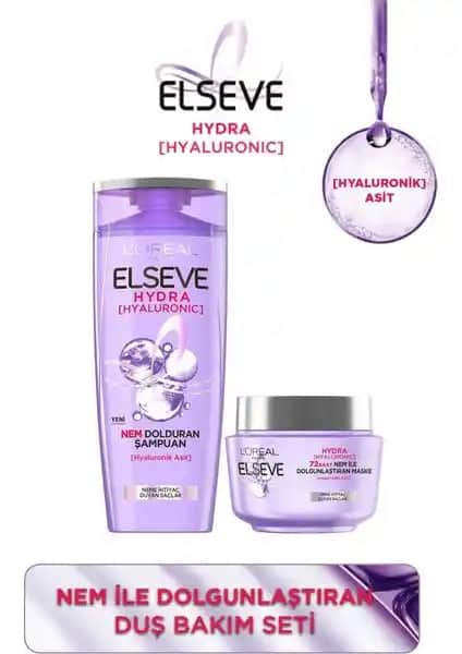 Elseve Hydra Hyaluronik Nem Dolduran Şampuan ve Maske Seti Saçlara Derin Nem ve Hacim Kazandırır