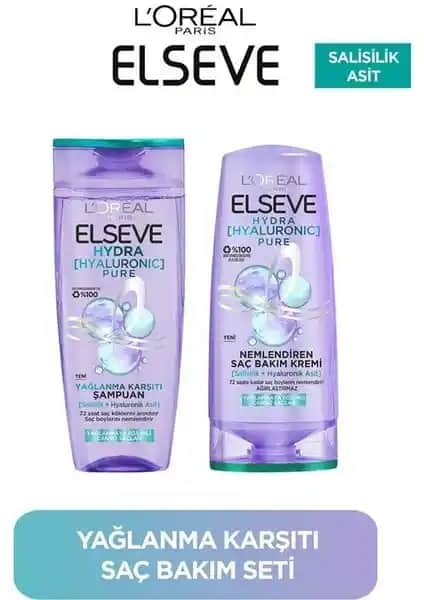 Elseve Hydra Pure Yağlanma Karşıtı Seti Saç Derisi ve Saçlar İçin Uygun Temizlik ve Nemlendirme Çözümü