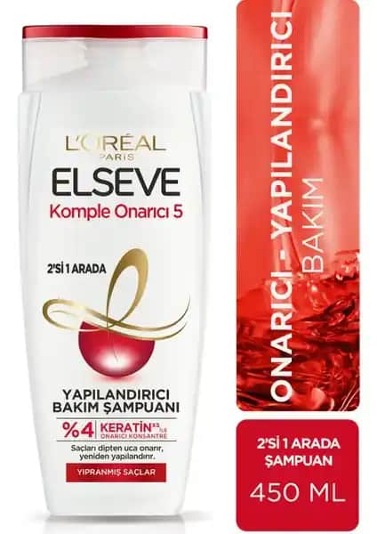 Elseve Komple Onarıcı 5 Yapılan<dı>rıcı Bakım Şampuanı İncelemesi Saçlara Derinlemesine Onarım ve Temizlik