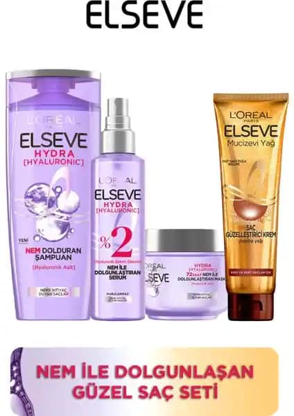 Elseve Nem ile Dolgunlaştıran Güzel Saç Seti Saçlara Doğal Dolgunluk ve Parlaklık Sağlar