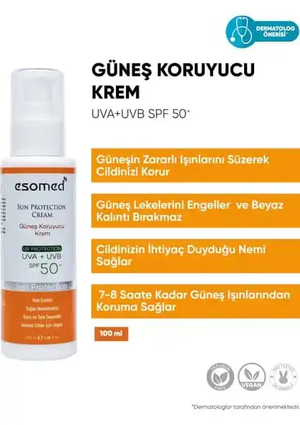 Esomed Yüksek Koruyucu SPF50 Nemlendirici Güneş Kremi Cilt Koruma ve Nemlendirme Özelliğiyle