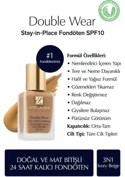 Estée Lauder Double Wear Stay-in-Place Fondöten: Uzun Süre Dayanıklı Mat ve Doğal Makyaj