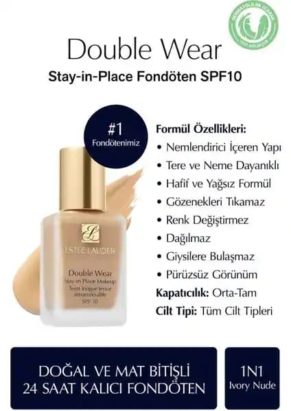 Estee Lauder Double Wear Stay-in-Place Fondöten: Uzun Süreli Doğal ve Mat Makyaj İçin Ideal