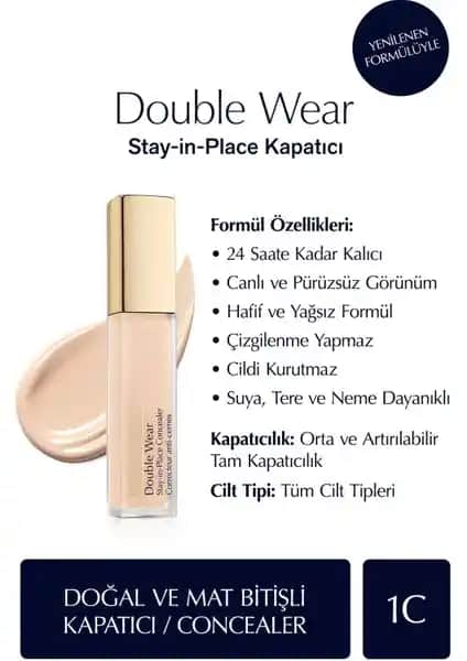 Estée Lauder Double Wear Stay-in-Place Kapatıcı: Uzun Süre Kalıcı ve Doğal Görünüm Sunar