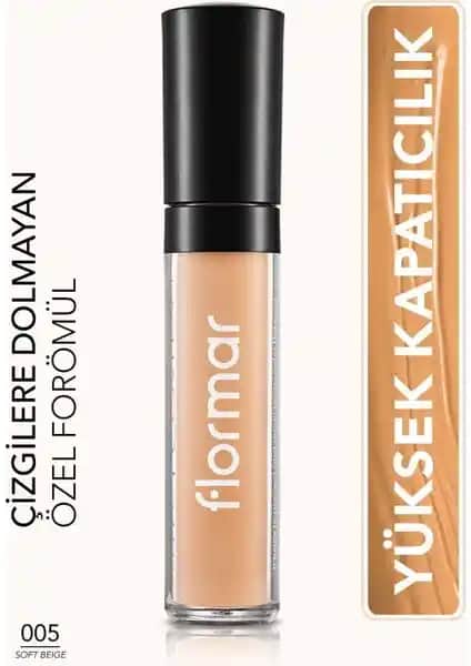 Flormar Perfect Coverage Liquid Concealer 005 Soft Beige: Yüksek Kapatıcılık ve Doğal Bitiriş İçin Uygun Ürün