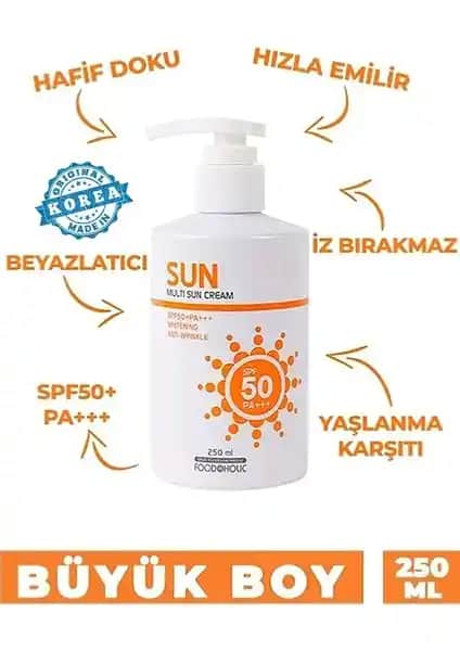 Foodaholic MULTİ SUN 250ML Güneş Koruyucu ve Cilt Bakım Kremi Hassas Ciltler İçin