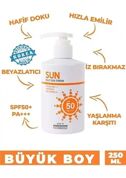 Foodaholic MULTİ SUN 250ML Güneş Koruyucu ve Cilt Bakım Kremi Hassas Ciltler İçin