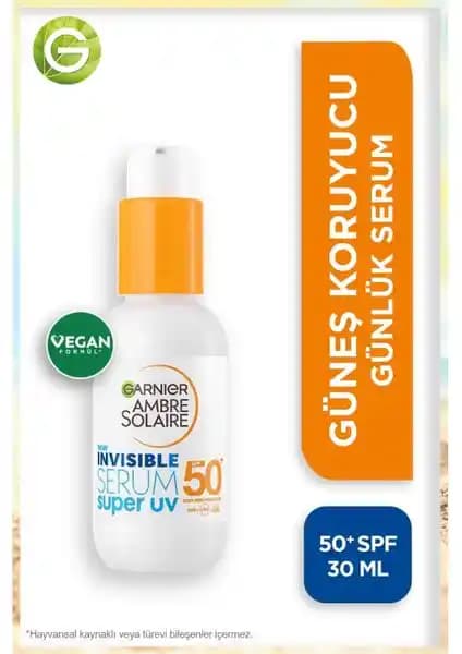 Garnier Ambre Solaire Invisible Serum Super UV Günlük Yüz Güneş Koruyucu 50+ SPF