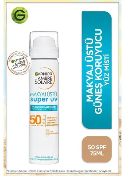 Garnier Ambre Solaire Makyaj Üstü Yüz Spreyi SPF 50 Hafif ve Günlük Kullanım İçin Uygun