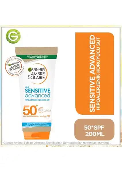Garnier Ambre Solaire Sensitive Advanced SPF50+ Güneş Koruyucu Süt 175ML Hassas Ciltler İçin