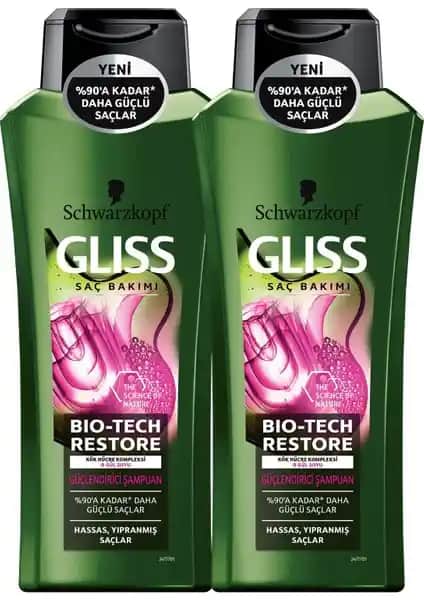 Gliss Bio-Tech Şampuan 500 ml x 2 Adet Saç Güçlendirme ve Onarım Ürünü