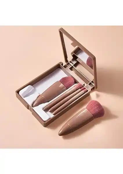 Gold Beauty Taşınabilir 5'li Makyaj Fırça Seti Profesyonel ve Şık Tasarım