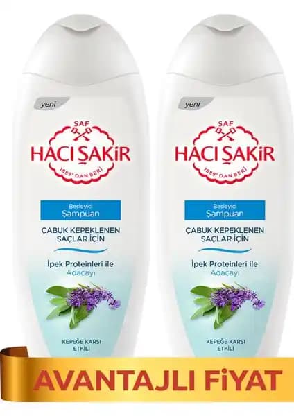 Hacı Şakir Adaçayı Kepek Şampuanı 500 ml çift paket ile doğal saç bakımını keşfedin