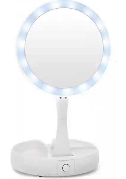 Hubstein Led Işıklı 10x Katlanabilir Çift Taraflı USB Makyaj Aynası