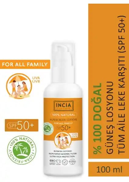 INCIA Tamanu Yağlı Organik Güneş Losyonu SPF 50 Hassas ve Çocuklar İçin Güvenilir Koruma