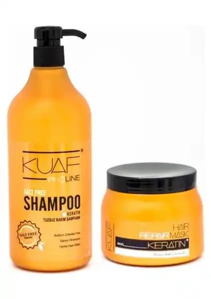 Kuaf Keratin Tuzsuz Şampuan ve Keratin Saç Maskesi ile Sağlıklı Parlak Saçlar İçin En İyi Çift Ürün Seti