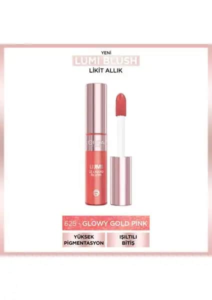 L'Oréal Paris Lumi Blush Likit Allık 625 Glowy Gold Pink Doğal ve Işıltılı Görünüm Sağlar