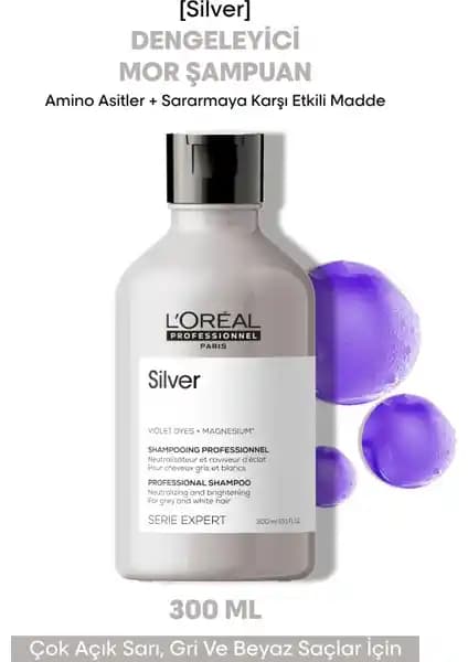 L'Oréal Professionnel Expert Silver Mor Şampuanı Gri ve Açık Sarı Saçlar İçin Renk Dengeleyici Bakım