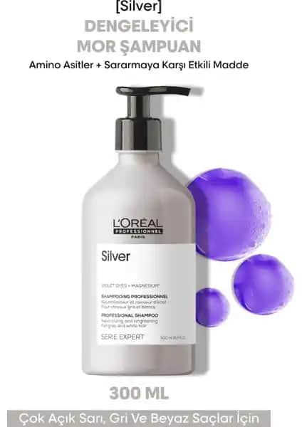 L'Oréal Professionnel Silver Renk Dengeleyici Mavi Şampuan Saç Renk Koruma ve Parlaklık Sağlar